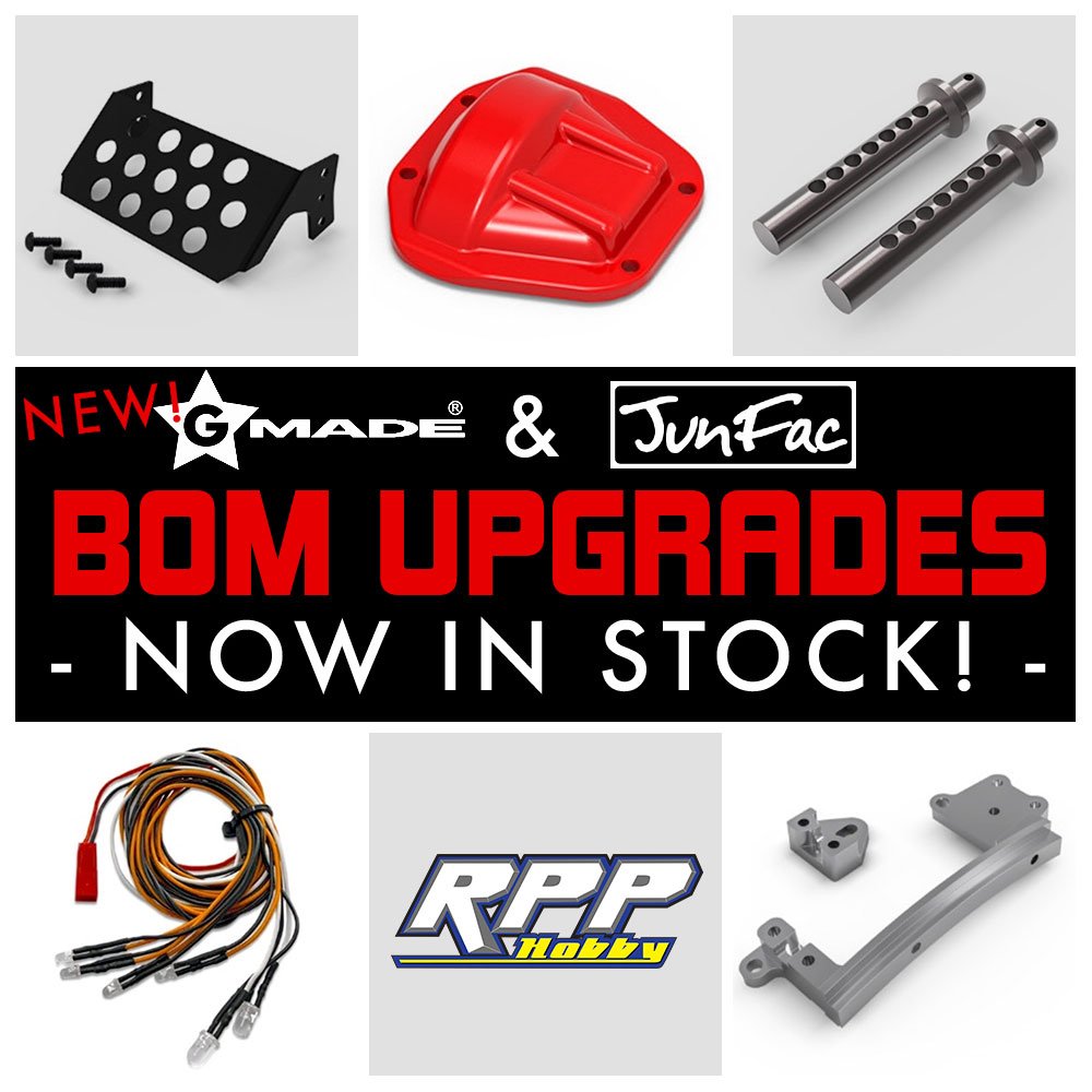 RPPHobby's tweet photo. IN STOCK NOW the NEW Gmade & Junfac BOM Upgradeshttps://tinyurl.com/RPPBOMUpg129
#rpphobby #gmade #rc #scalerc #scaletrucks #rccrawler #junfac https://t.co/SoIOiRUJwy