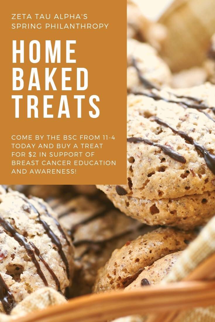 Happy Monday! Today marks the start of our Spring Philanthropy Week. Come by the BSC to fill up on treats made by our own ZTA sisters and participate in our gift card raffle!