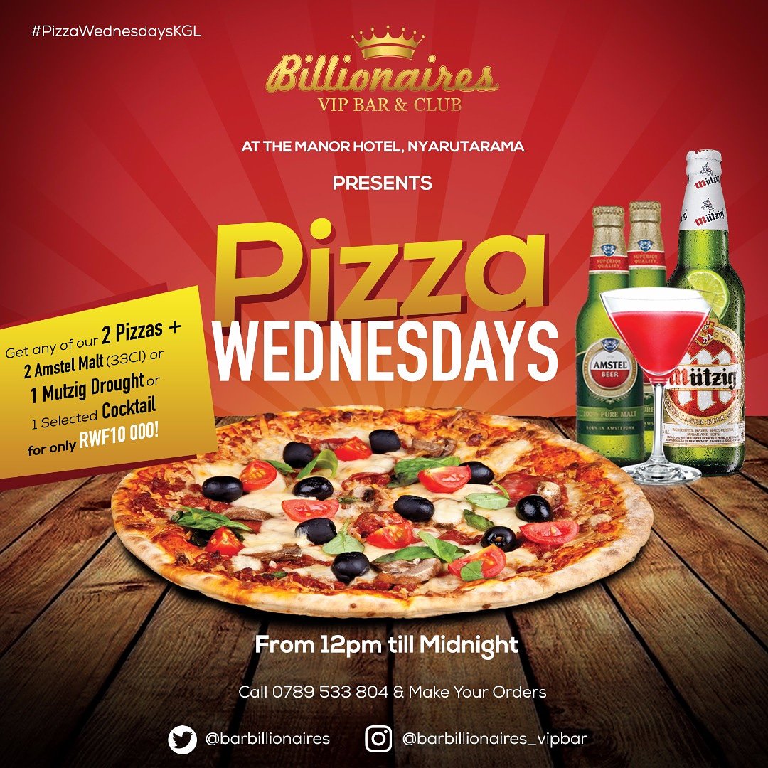 This Wedneaday 30th💃💃💃

#RwOT do not miss out n let friends know🔥

#Yoga
#Pizzas
#Karaoke
#Cocktails

All available at <a href="/BarBillionaires/">Billionaires VIP Bar&Club</a> 

Check posts for more details👌