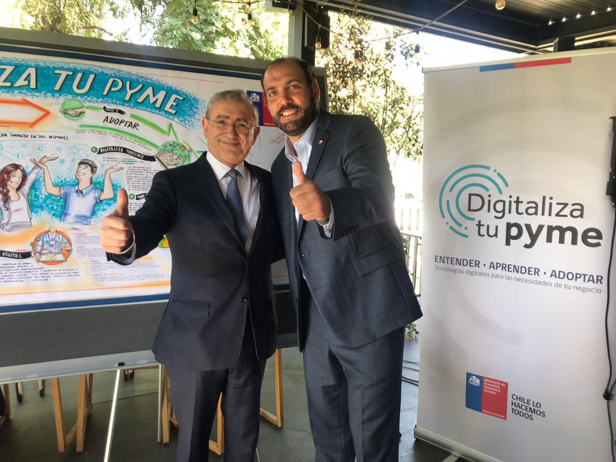 EconomiaSubse's tweet photo. El subsecretario de Economía @iguerrerotoro acompaña al ministro de @meconomia @joservalente y al vicepdte ejecutivo de @Corfo al lanzamiento del programa Digitaliza Tu Pyme que beneficiará y subirá al carro de la tecnología a más de 25 mil pymes a lo largo del país https://t.co/5uTJnEmlfC