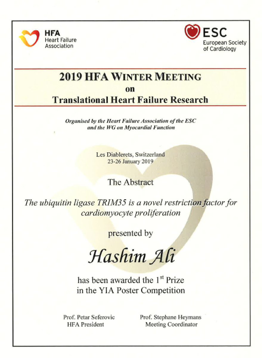 ICGEB's tweet photo. Huge Congratulations #HashimAli on winning First Prize at the Young Investigator Award #YIA Poster Competition at the @escardio Winter Meeting in Les Diablerets, Switzerland this past week. Extraordinary results! https://t.co/2RdIIILLXJ