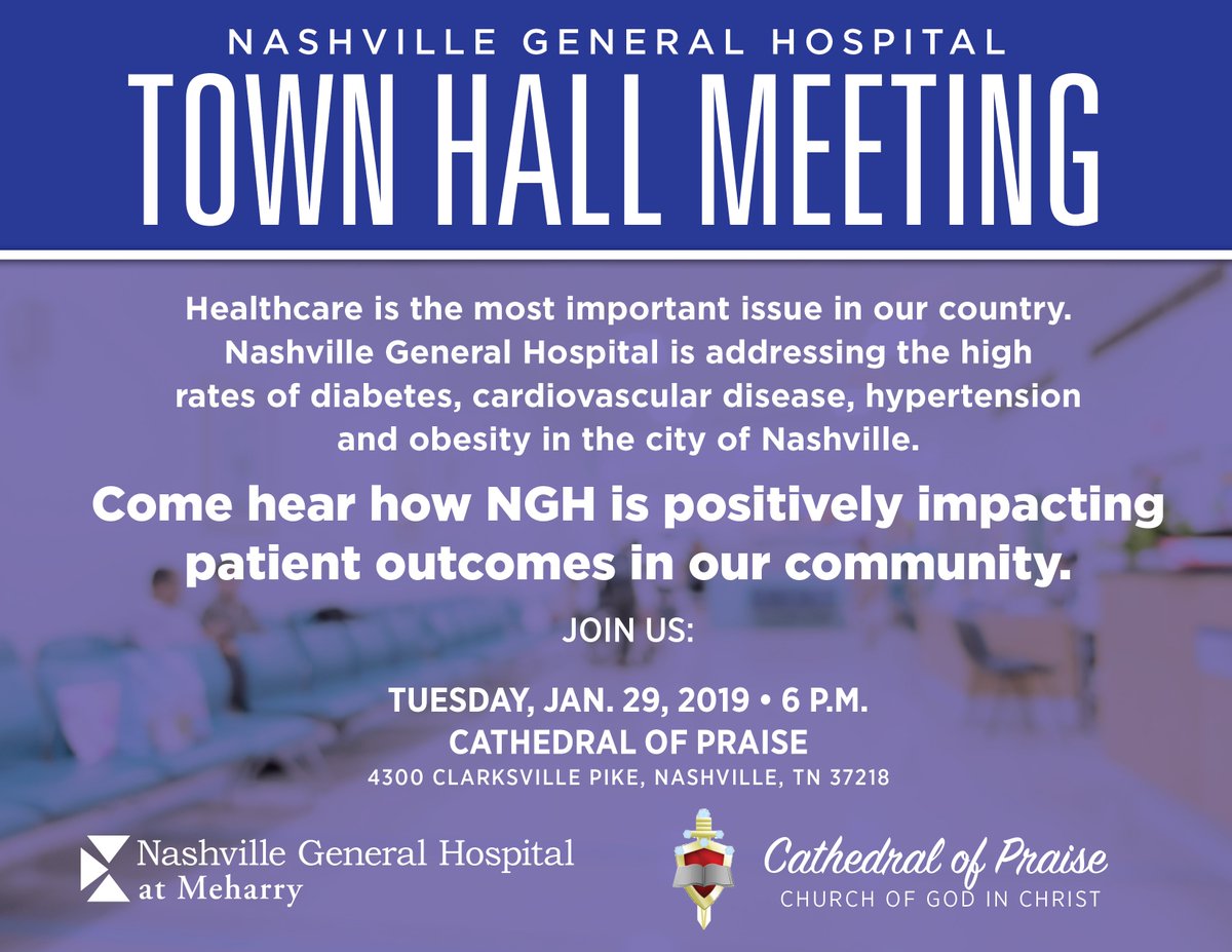 615voice's tweet photo. Interested in the vision for the future of @NashGenHospital? Come to the Town Hall Meeting, Tues., Jan. 29, @ 6pm at @copcogic 4300 Clarksville Pk., Nashville TN, and learn what's in store! #nashville #healthcare #whatmakesnashvillegreat #patientcenteredcare #chroniccaremodel https://t.co/sGOq6VvnTI