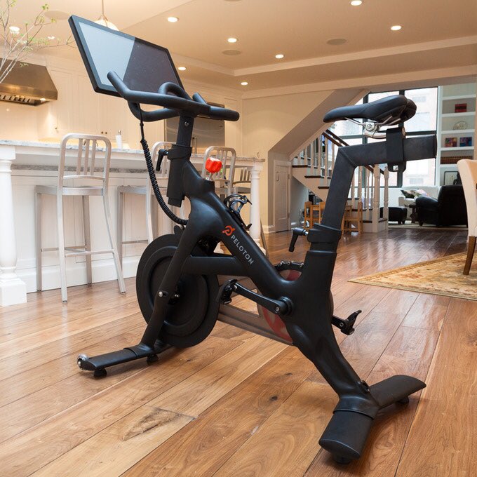 I put the Peloton bike in the kitchen of our loft so I can get a workout and also cook the vegan three-bean tortilla soup recipe I downloaded from Goop.