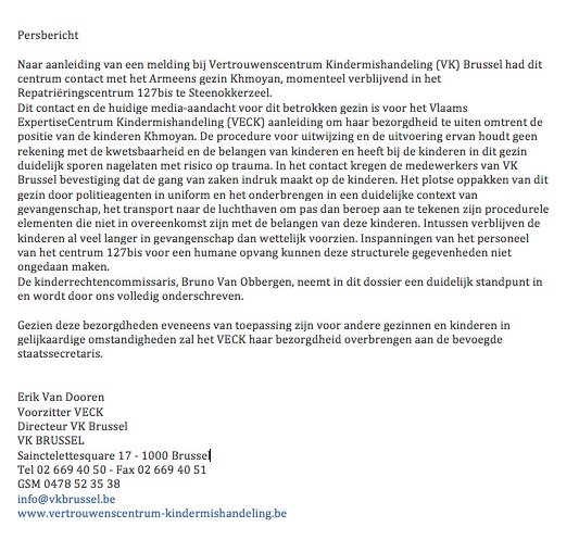 Persbericht van het Vlaams ExpertiseCentrum Kindermishandeling. Het is ronduit revolterend wat de overheid met de 8-jarige Anna-Maria doet.