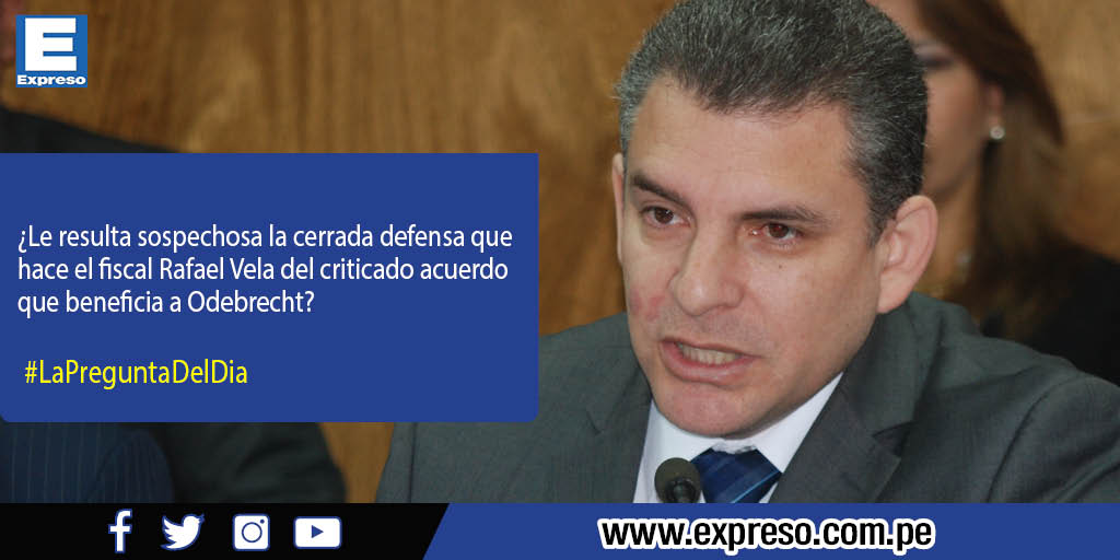 ExpresoPeru's tweet photo. Responde nuestra #PreguntadelDía en el siguiente enlace. ► https://t.co/ny1CQVALmK ¿Le resulta sospechosa la cerrada defensa que hace el fiscal Rafael Vela del criticado acuerdo que beneficia a #Odebrecht ? https://t.co/tOmEwo3H3X