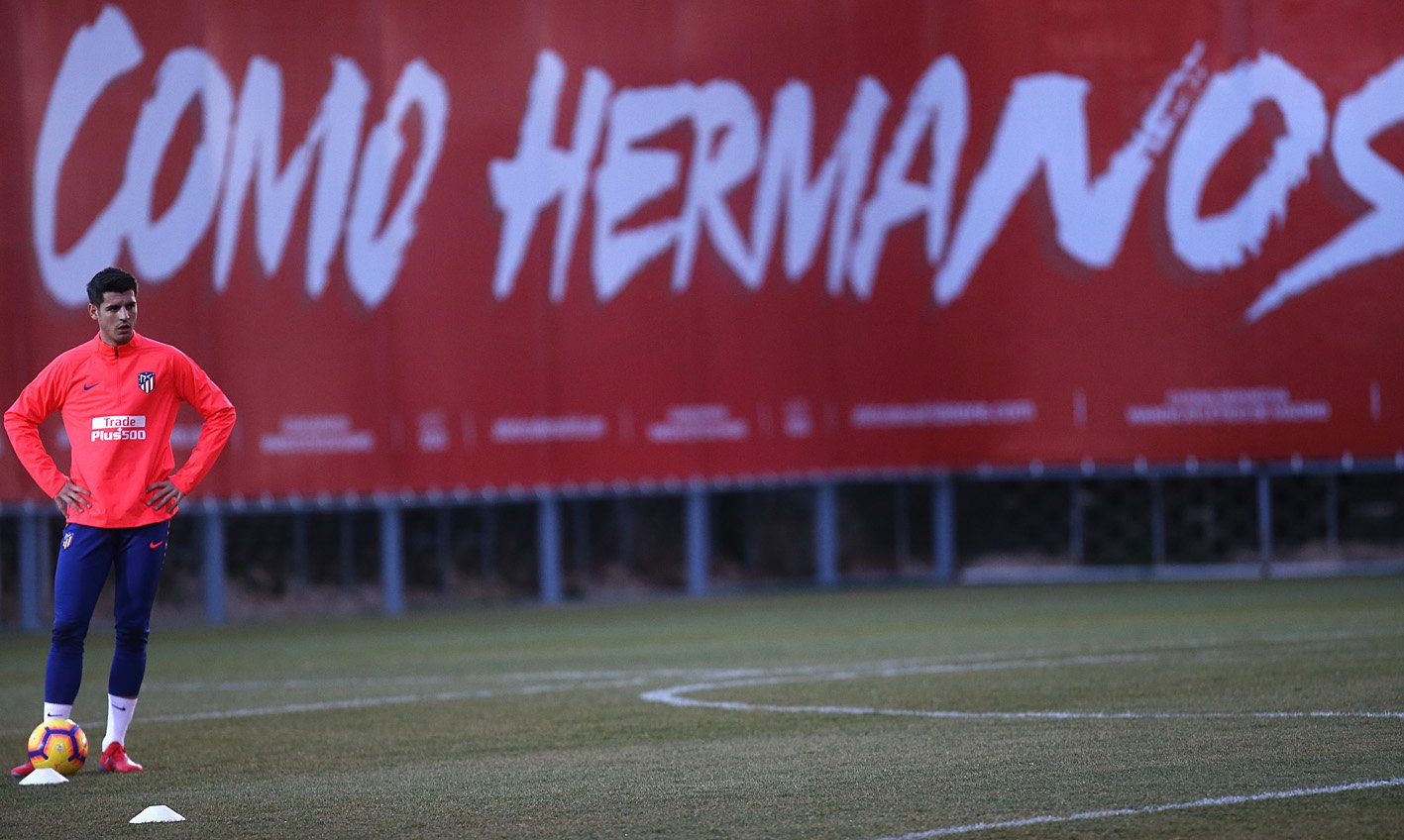 Imagen del primer entrenamiento de Morata (Foto: ATM).