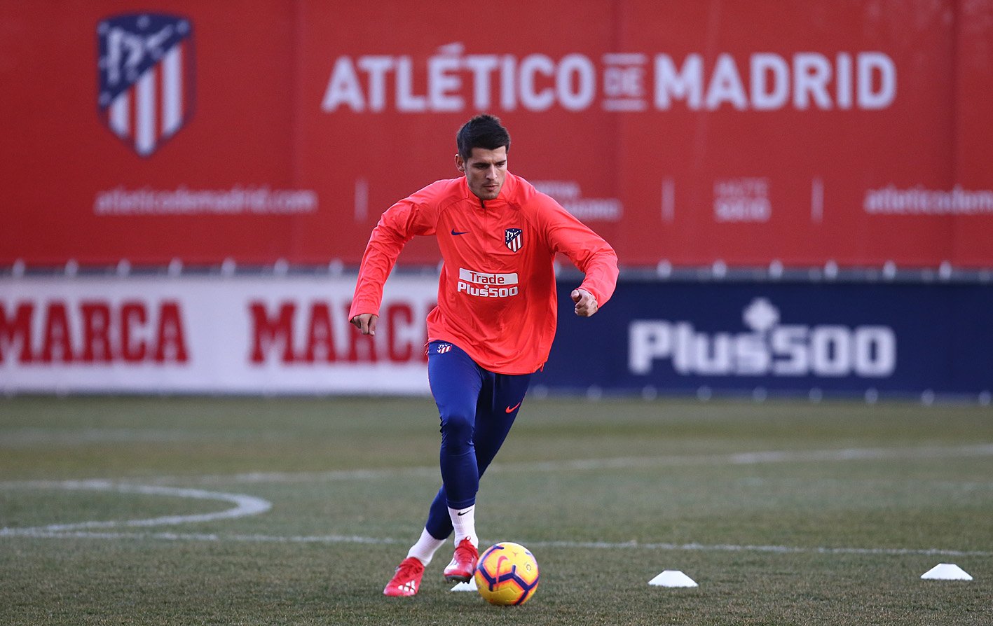 Morata, durante su primera sesión (Foto: ATM).