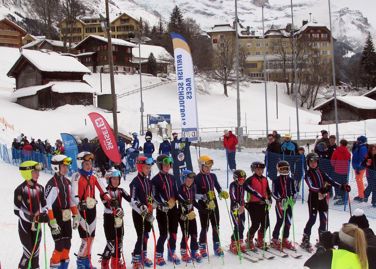 DHOWengen's tweet photo. The British Schoolboys Races got underway today with Parallel Slalom Competitions between the teams in the center of the village , for the U16's Reeds were the winners with Eltham runner up, U18's Reeds were also  the winners with
Dulwich runner up https://t.co/8shFWXfrMb