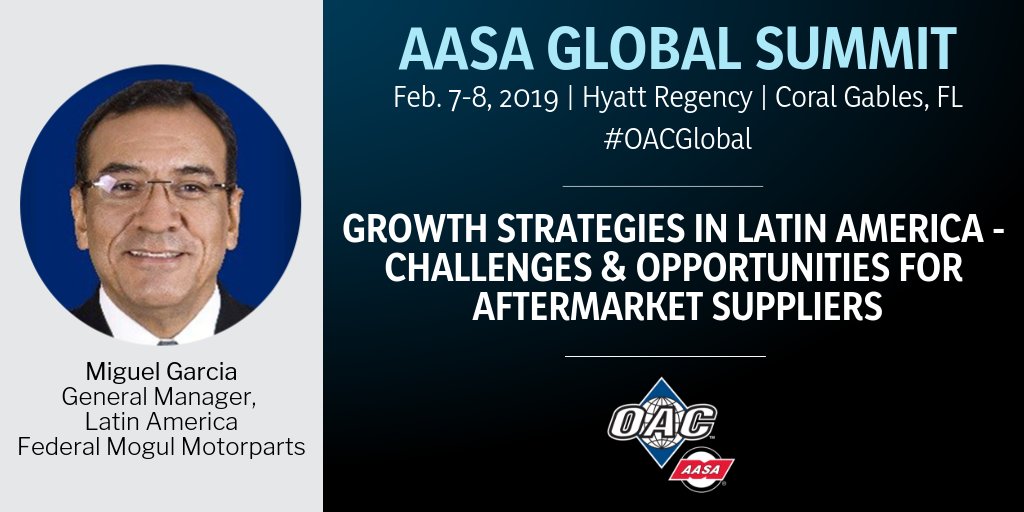 MEMAaftermarket's tweet photo. Interested in Latin America growth strategies? Join Miguel Garcia, general manager Latin America, @FMmotorparts, at the AASA Global Summit for a deep dive into opportunities and challenges in Latin America. More info: https://t.co/eBtUG3gyhT #OACGlobal #aftermarket https://t.co/xiqwT2jnbv