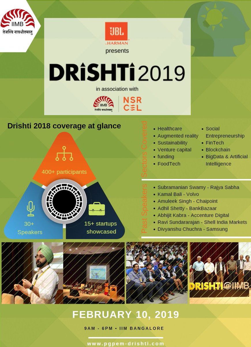 PGPEMIIMB's tweet photo. PGPEM Drishti... A #visionary #Leadership #Summit and #alumni #REUNION 

Here's a look at the journey so far... #Drishti2018

Watch this space for more on @PGPEMIIMB #Drishti2019 with @JBLSoundIn @nsrcel @IIM_Bangalore @IIMBAA @IIMB #PGPEM #executiveeducation #mba https://t.co/xJRcR6fyHq