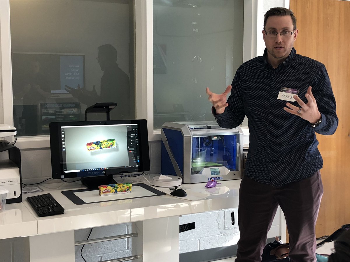 FCLEdu's tweet photo. Using the #hpsprout for 3D imaging! We’re using the playdoh package butttt you could use the playdoh to create a physical prototype then make that prototype digital! All a part of the #hplearningstudio @HPEDU https://t.co/cEj4zsZn1H
