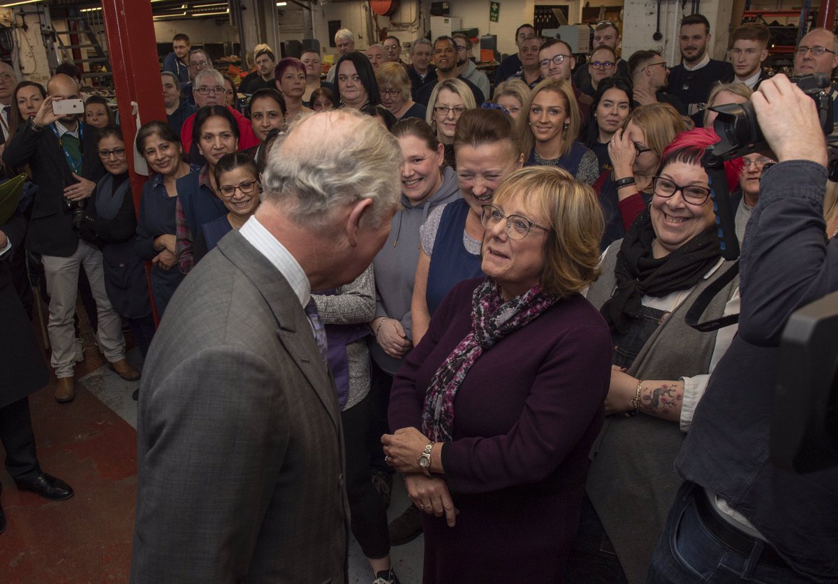 HRH #PrinceCharles visited our #Northampton shoe factory today. He said “Many congratulations everybody on reaching your 190th birthday. Marvellous to see such a highly skilled operation. I do congratulate you &amp; I hope you manage to keep it all going for many many more years.”