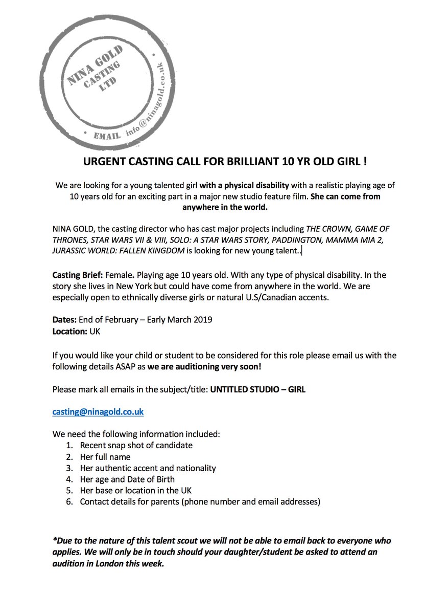 Kateboneathon's tweet image. Urgent Casting Call for a wonderful 10yr old girl - open to children with physical disabilities please share!