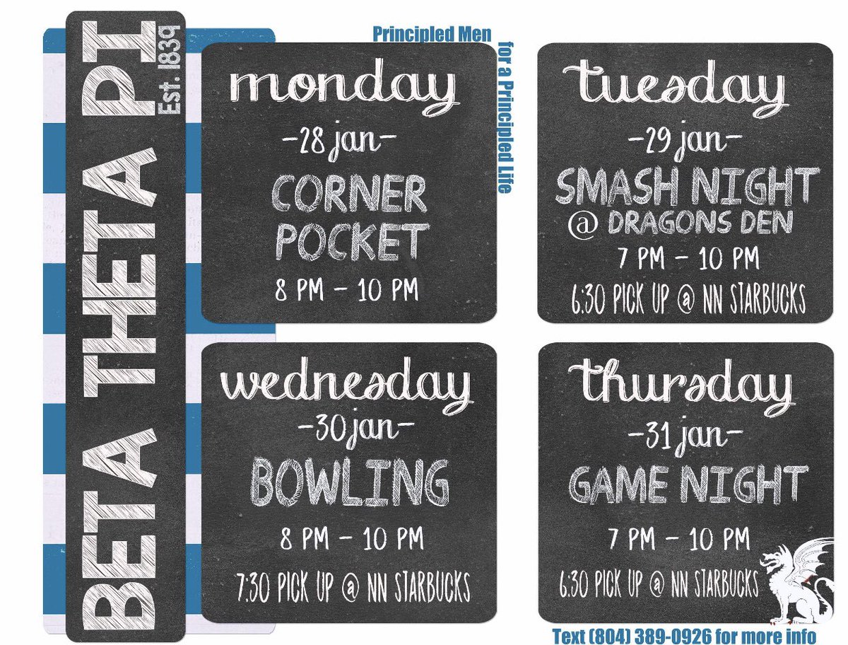 Come out to some of our Rush events this week! See what Beta is all about!