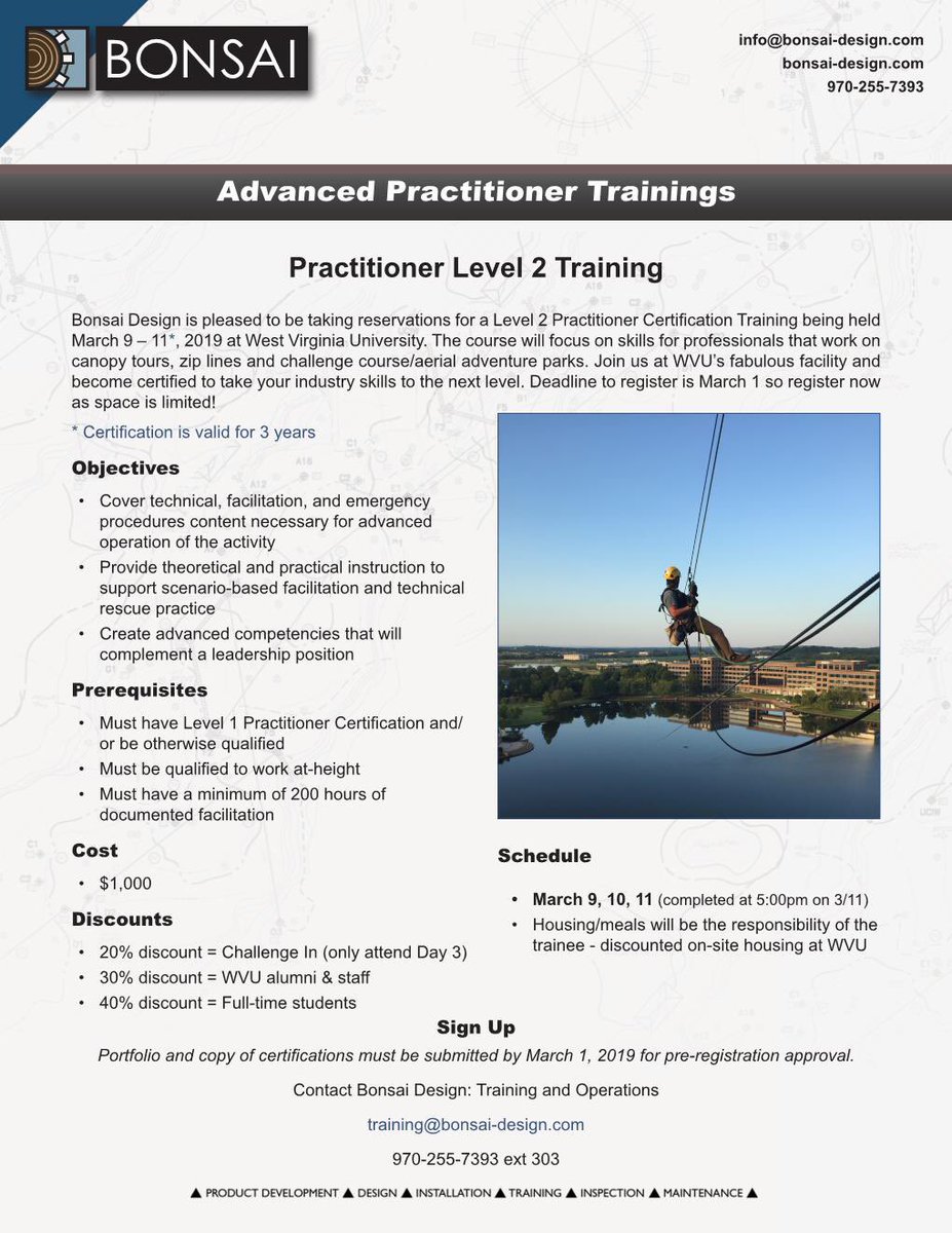 bonsaidesign's tweet photo. • OPEN ENROLLMENT •
Bonsai Design is now taking reservations for a Level 2 Practitioner Certification Training being held March 9-11 at West Virginia University. 

Details are in the flier. Check it out! https://t.co/dhjhsZilsS