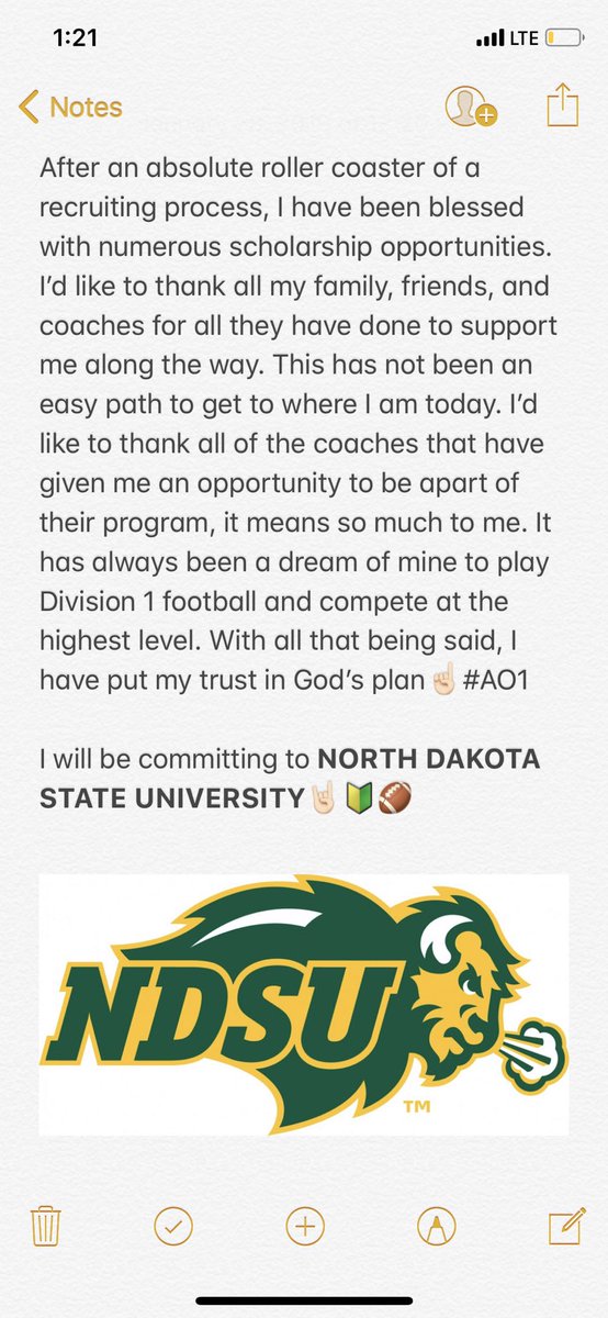 Glad to be back! I’M A BISON🤘🏻🏈#committed #AO1