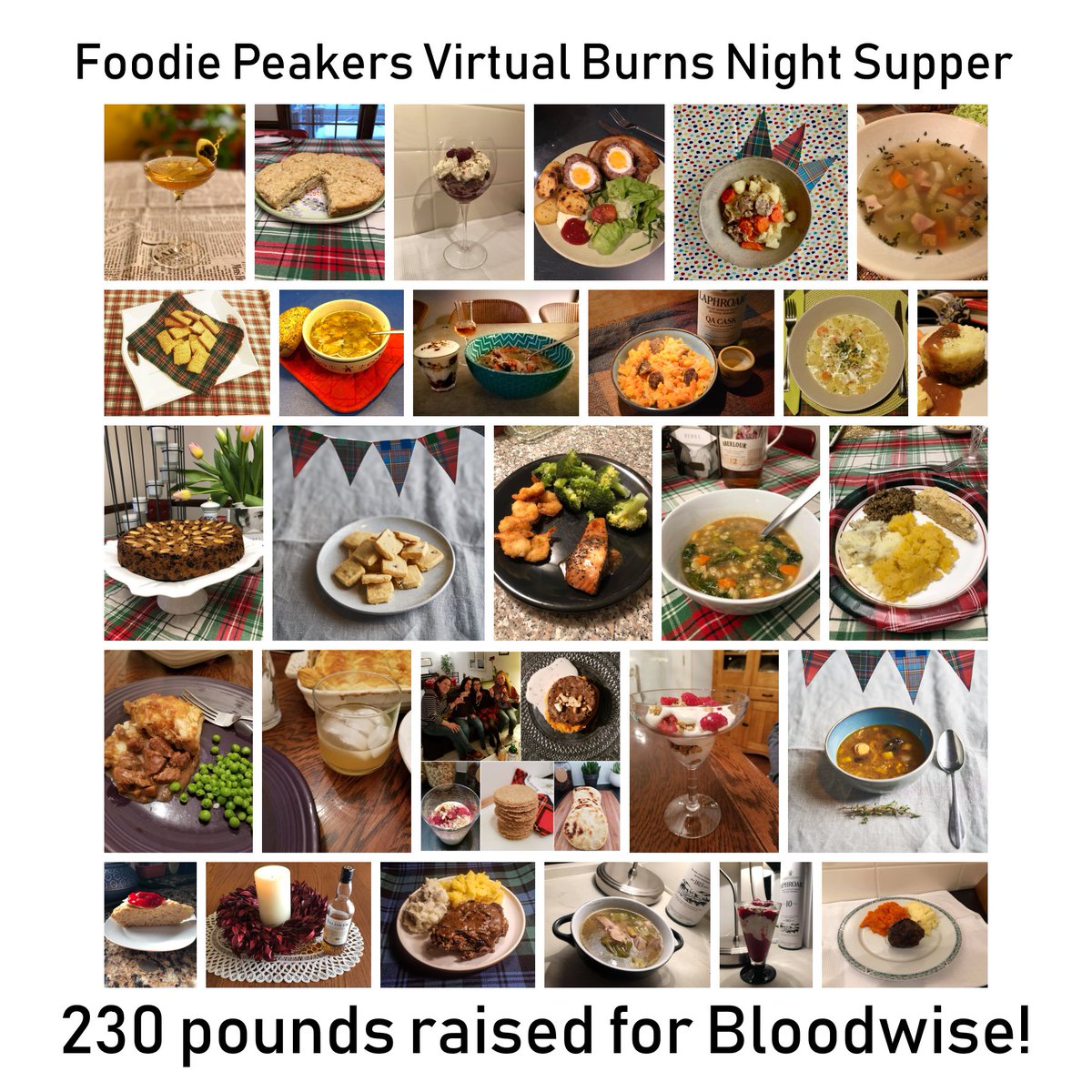 FoodiePeakers's tweet photo. Thank you, thank you, thank you! What an amazing amount of delicious Burns Night dishes, and what an awesome amount raised for Bloodwise! 230 Pounds!
 Proud of all Foodie Peakers who made this possible! @bloodwise_uk @Bloodwise_Scots https://t.co/28lyT72GLd