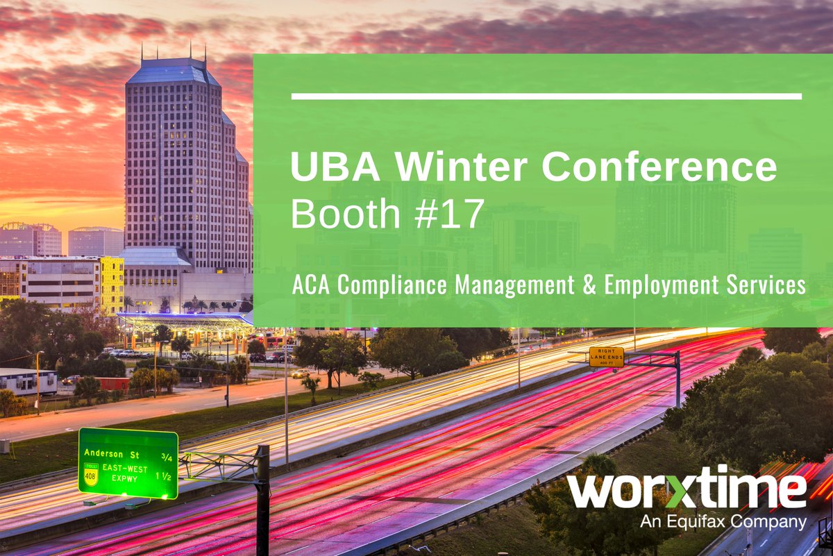 Worxtime's tweet photo. Hello, Orlando, Florida! We’ll be attending the UBA Winter Conference this week to share how we can help you with ACA compliance management and employment services. Visit us in Booth #17 to learn more. #acacompliance https://t.co/i1MSWLZPTM