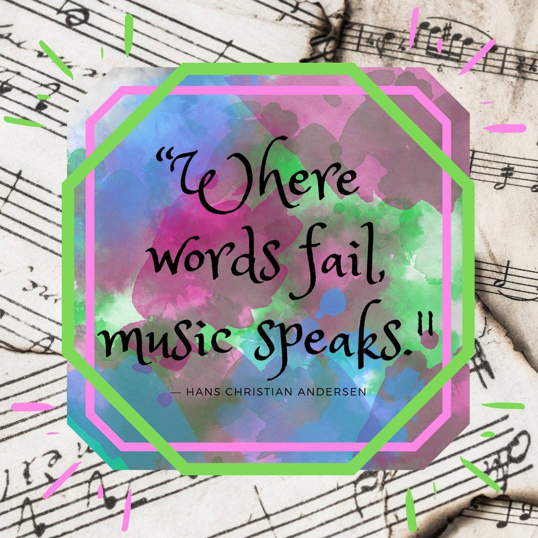 Where words fail, music speaks.” -Hans Christian Andersen For  #MotivationMonday, we will be posting inspirational quotes about music,  art, and therapy! What are your favorite quotes about music and art? Tell us, image size:1080x1080