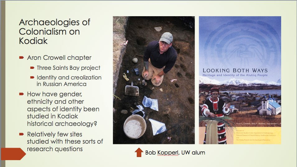 SColonialism's tweet photo. @Hollisene is joining ANTH/ARCHY 369 &amp; AIS 375 for a guest lecture on Colonial Intimacies and Marriage in Russian America and to discuss her work on the Old Harbor Archaeological History Project with Sugpiaq-Alutiiq communities on Kodiak Island  #indigarch #histarch #colonialsex https://t.co/VA1wdbvXHk
