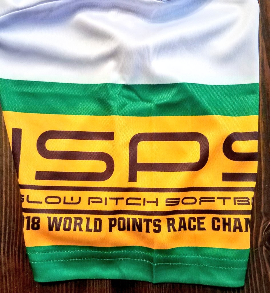 ISPSO's tweet photo. DID YOU KNOW ISPS MAKES FULL-DYE JERSEYS TOO?
Here's a sneak peek at the new 2018 WORLD POINTS RACE CHAMPIONS full-dye jerseys for MAD SOFTBALL.
π
#fulldyejersey #sublimationprinting #fulldye #fulldyesublimation #slowpitchsoftball #softball #slowpitch #isps https://t.co/bLpQOF82ET