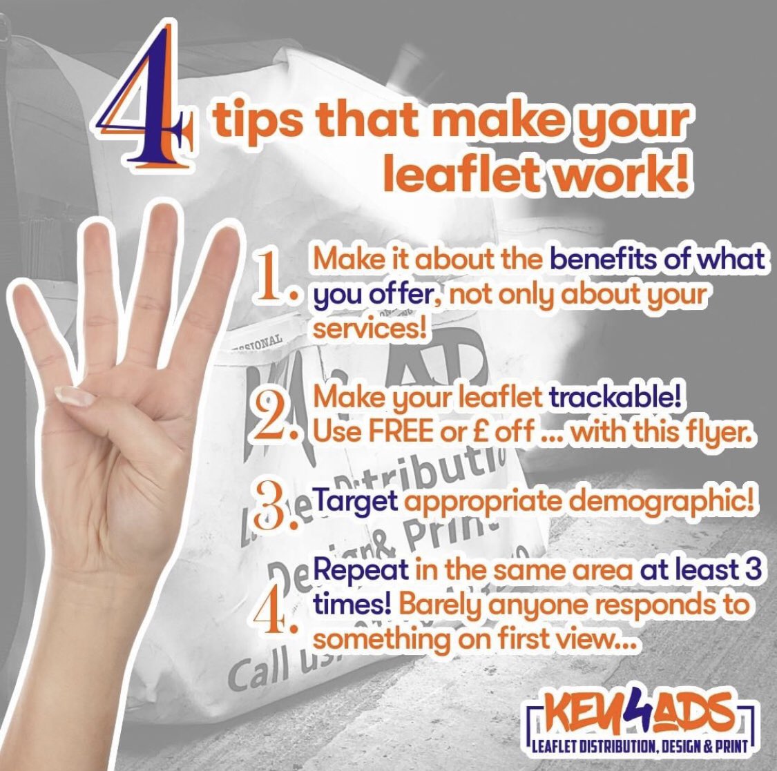 4 tips to make your leaflet work and bring you more #customers Get in touch for more details. #EastMidsHour