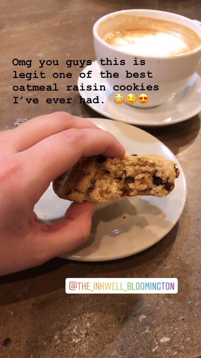 812Proof's tweet photo. Clearly I was not prepared for the deliciousness. 😍🍪☕️🤤 @inkwellbtown #theinkwell #bloomingtonindiana #btown #oatmealraisincookie #vanillalatte #imbasicitsfine #812proof https://t.co/095kJOblTI