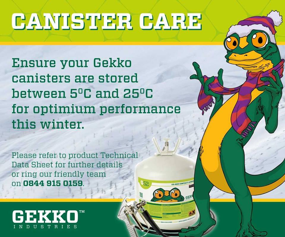 The cold snap is back this week, so make sure you take care of your canisters. gekkoindustries.co.uk 🦎

#Gekko #Flooring #ArtificialGrass #Adhesives #StickWithUs