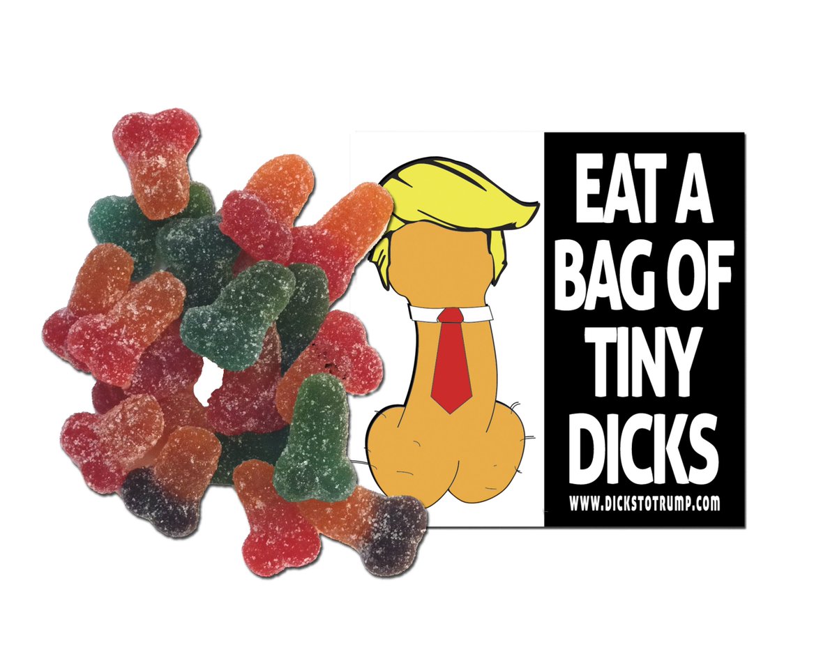 dickstotrump's tweet photo. Definition of dicklet
A Small Gummy Penis Candy
I'll bet I wasn't the only person in the room who was uncomfortable when @realDonaldTrump ravaged that small bag of #dicklets after lunch. https://t.co/rx1irPcuhV
