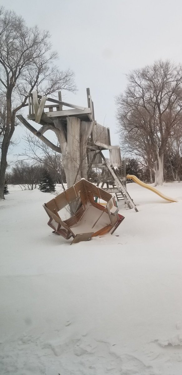 Blizzard hits and work for spring has begun. Better get it fixed before grandkids wants to play on it.