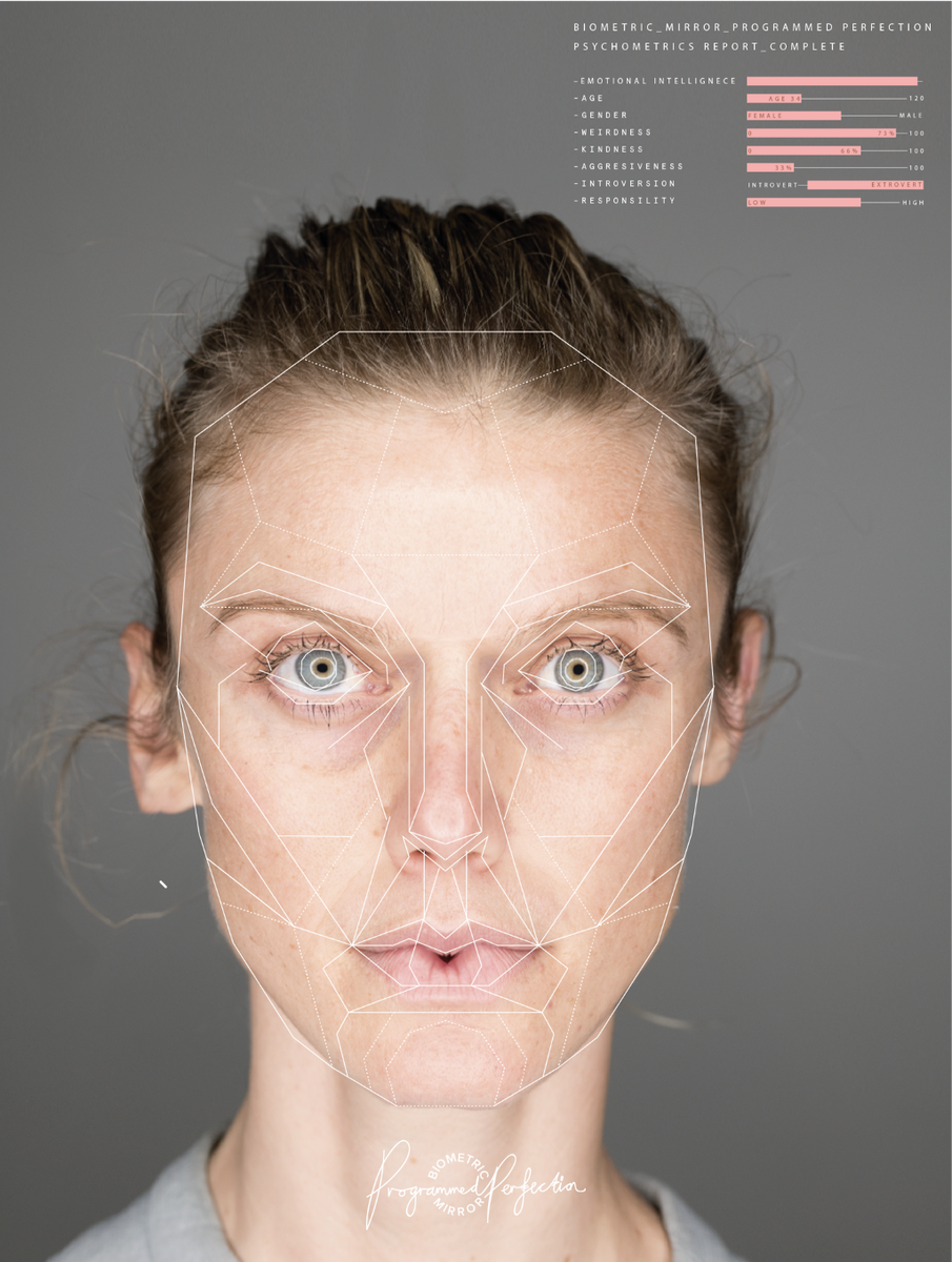 Artist <a href="/lucy_mcrae/">Lucy McRae</a>'s "Biometric Mirror" challenges the accuracy and assumptions of #facialrecognition algorithms. Visitors are invited to enter a futuristic beauty salon to have their facial features scanned and "perfected" using #AI. #scifiart

buff.ly/2Uiao6S