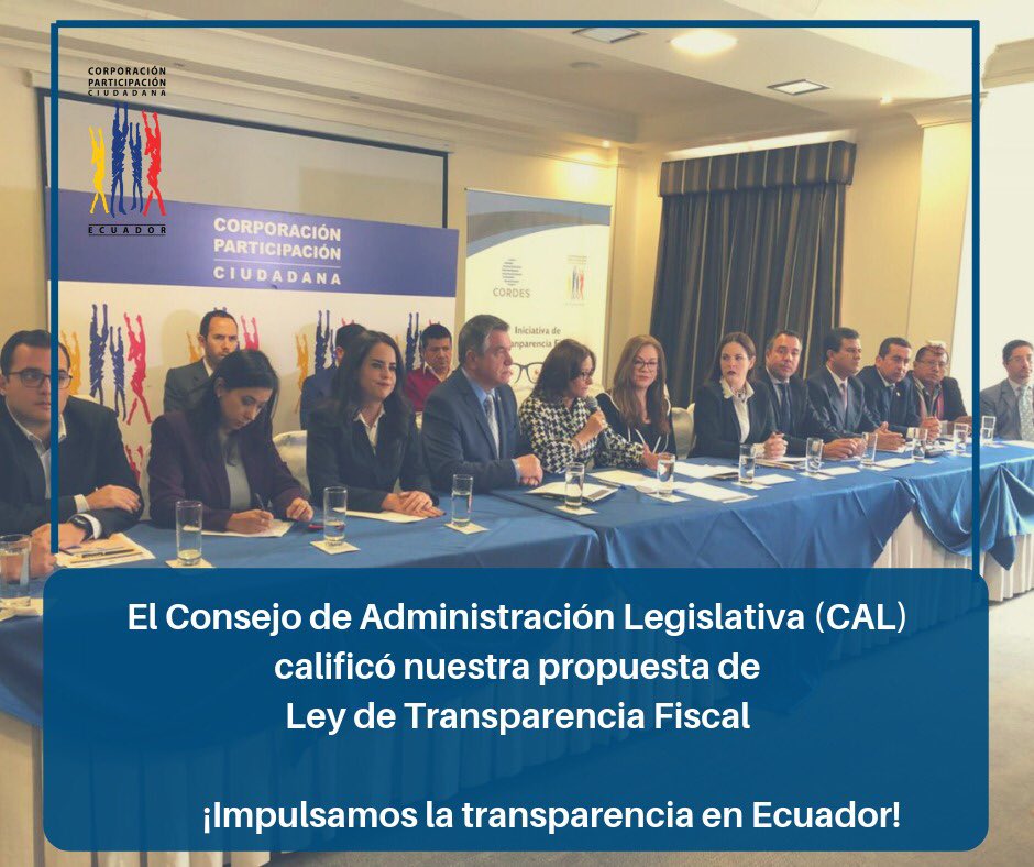 ParticipacionPC's tweet photo. ¡Nuestro trabajo ha dado frutos! 👍🇪🇨
#OjoConNuestraPlata 
Nuestra propuesta de Ley de #TransparenciaFiscal ahora está en la Comisión de Régimen Económico de la @AsambleaEcuador 

ℹ️ Más información ➡️ https://t.co/WMUdQLhK53 https://t.co/n9rdamsCsk