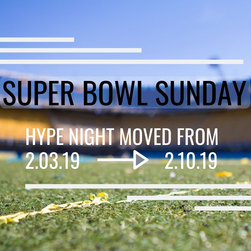 URatthegrove's tweet photo. Due to Super Bowl Sunday we are moving our HYPE Night to the following week (2.10.19) 
Who are you rooting for? The Los Angeles Rams or the New England Patriots?
#SuperBowlSunday #HYPENight https://t.co/GJIbCUyxoN