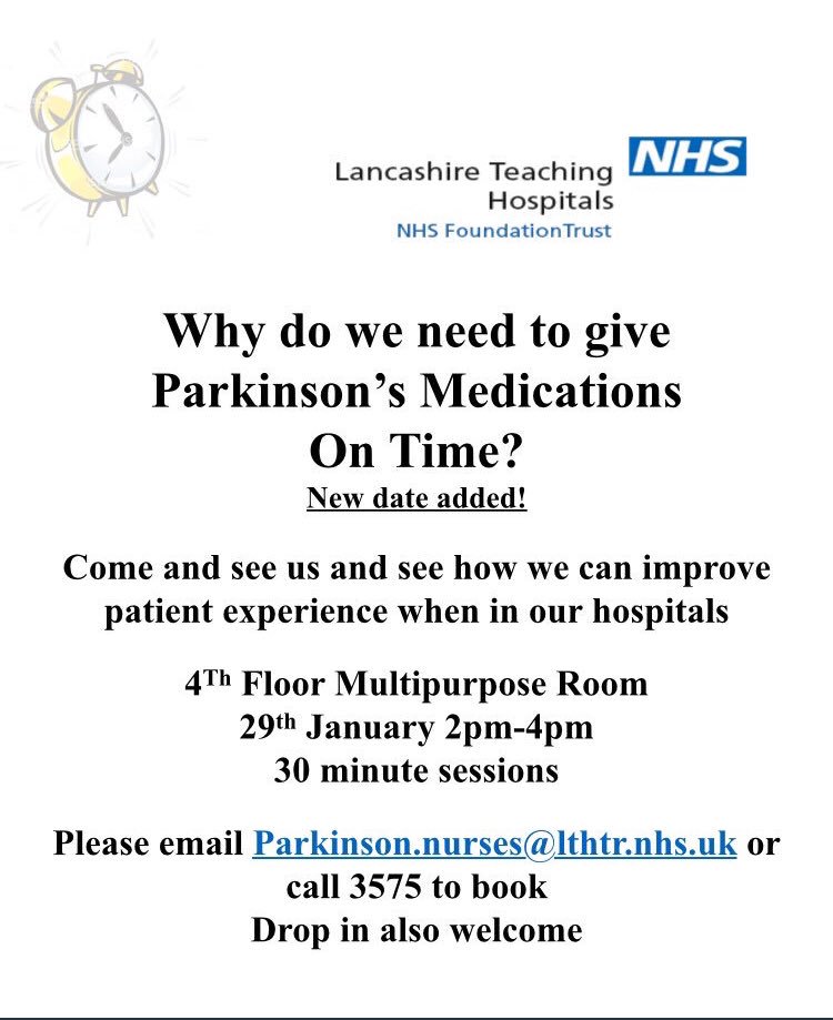 Parkinson’s Team Central Lancashire (@lancsparkinsons) on Twitter photo We would love for lots of <a href="/LancsHospitals/">Chorley & Royal Preston</a> staff to come and see us tomorrow #teampd We would love for lots of <a href="/LancsHospitals/">Chorley & Royal Preston</a> staff to come and see us tomorrow #teampd