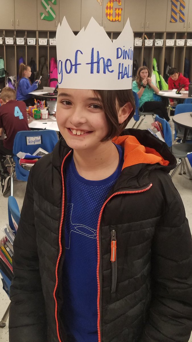 When your student comes back from having lunch with the principal and is dubbed "King of the dining hall!" Can't wait to hear this story! @BEUprincipal <a href="/BeulahRalphElem/">Beulah Ralph Elem</a>