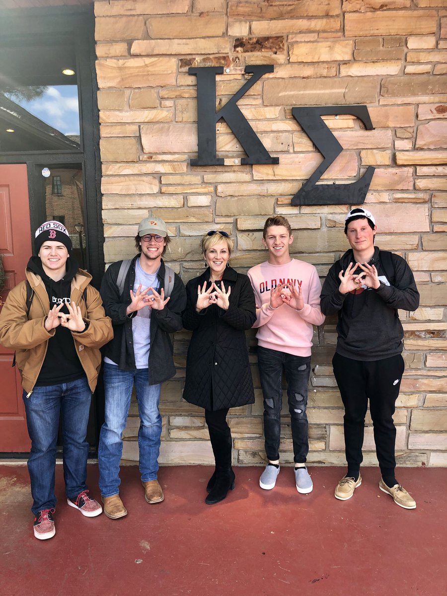Ran into these sweet gentlemen in Stillwater today while touring Greek facilities &amp; showed them how to throw the crown! They indulged me for a photo when I name-dropped <a href="/KappaSigmaWGM/">Worthy Grand Master</a>. Good to have friends in high places! 😉👑❤️ #ThrowWhatYouKnow <a href="/OSUKappaSigma/">OSU Kappa Sigma</a> <a href="/okstatezta/">OKLAHOMA STATE ZETA</a>