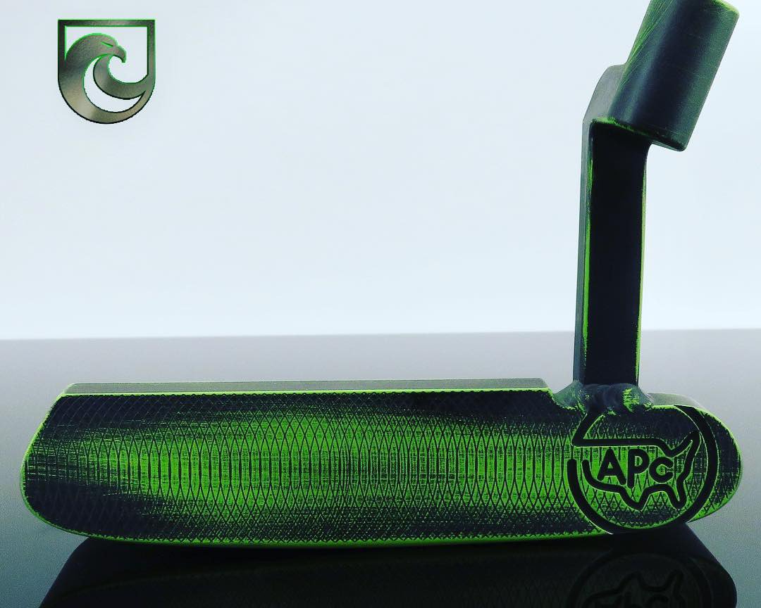 American Putter Company is Proud to offer the Black &amp; Green Battle Worn Finish for your Right or Left Hand Custom Oak Dale Putter!
Select from Carbon or Stainless. Select your engraving &amp; choose from all APC options! Only Available in our APC Custom Shop. #Putters #APC #Golf