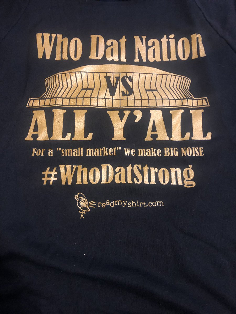 nolasaintsteph's tweet photo. Got my new @Saints shirt in today! Can’t wait to wear it proudly! Thank you @readmyshirt..I LOVE it! #WhoDatStrong⚜️⚜️ https://t.co/0RkLePY2YS