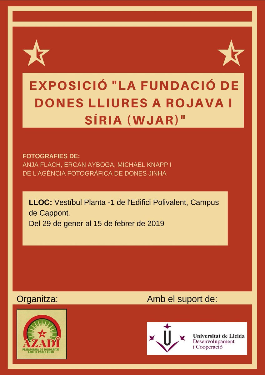 AzadiLleida's tweet photo. s'estrena la exposició a la @UniversitatLlei al campus de @cappont fins el 16 de Febrer! https://t.co/gsaL3am7hm