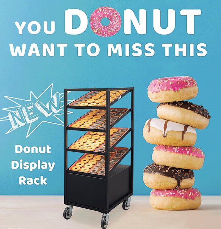 epikitchen's tweet photo. Custom made for a national donut chain, this Donut Display Rack from @NewAgeInd was designed to fit into a milkwort cabinet, is powder coated, and has LED lights.
•
•
•
#epikitchen #NewAgeIndustrial #stopcompromising #startcustomizing #nafembooth2207 https://t.co/9Pkon7Rn1l