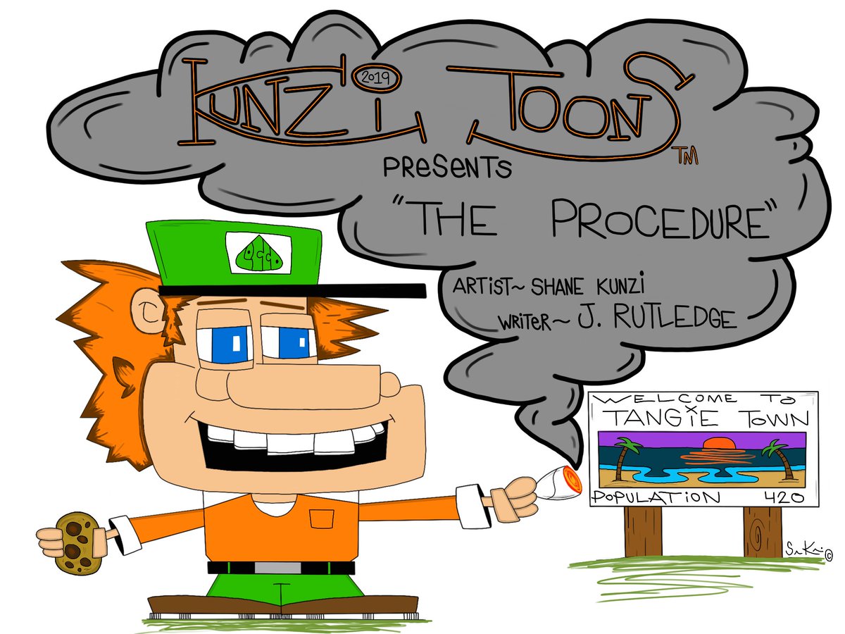 Kunzitoons's tweet photo. We’re happy to present our new #cartoon ‘The Procedure’ written by @writerJRutledge Artwork done by Shane - Featuring Chronic Patrol, Top Secret, Santiago n Dos hanging @ the Slice of Life, Cannabis Cafe. Let the sesh begin.
#MondayMotivation #webtoon #comic https://t.co/dvBJTLK4Xz