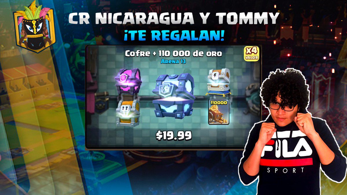 SORTEO DE LA NUEVA OFERTA‼️

Cofre Megarelámpago⚡ + Cofre Magico + 110000 de oro 🤑 + Cofre Relámpago + Cofre gigante ☝️

Requisitos: 
Seguir a: <a href="/CrNicaragua/">Nicaragua Esports</a> 
Seguir a: <a href="/TommyConstanti7/">Tommy Constantine</a> 
Retweet a este tweet 🎉

¡Suerte!