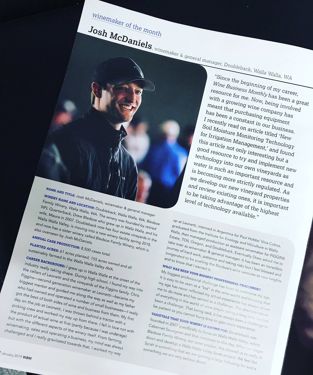 Thanks <a href="/WineBusiness/">WineBusiness.com</a> for featuring our own Josh McDaniels in the January issue!