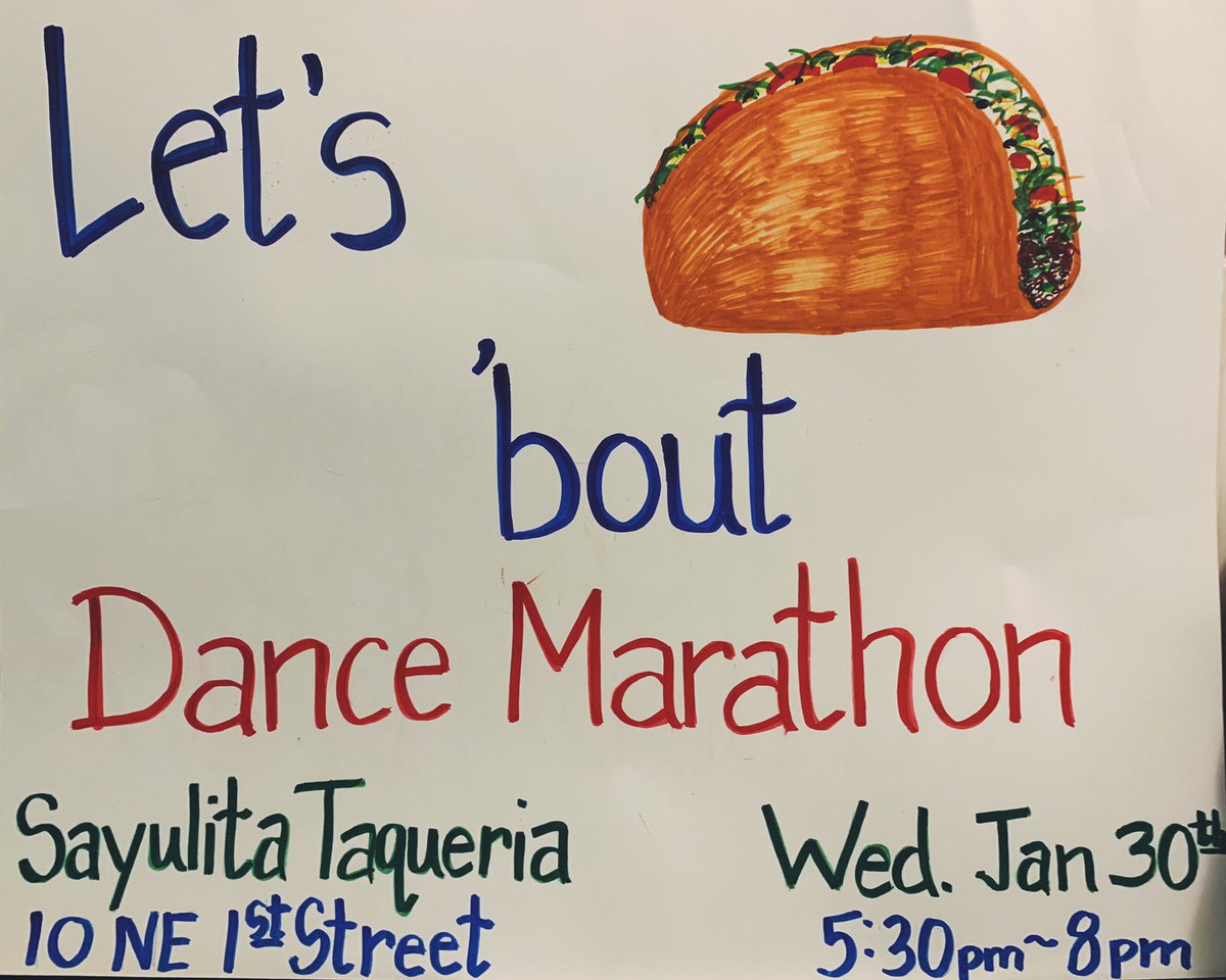 tcdancemarathon's tweet photo. Come support TC’s Hospitality Night @ Sayulita Taqueria on January 30th from 5:30-8:00pm!!! TC is FTK!!🌮 https://t.co/u812x0FJlt
