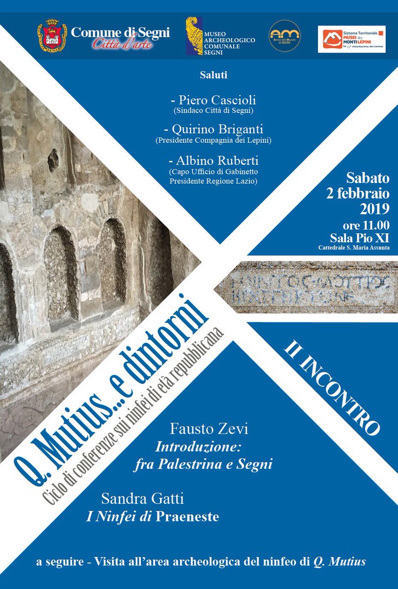 FedericaColaiac's tweet image. #SegniArcheologia @MuseoSegni @SegniProject @stephenjohnkay @the_bsr sabato 2 febbraio #ninfeoquintusmutius