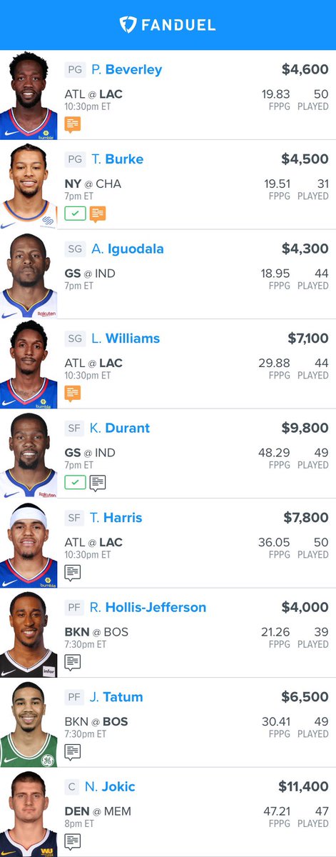 MoneyTimeDFS's tweet photo. Here’s the FanDuel line! LIKE if using! #fanduel #nba #dfs #nbadfs #nbafanduel #fanduelnba #fdnba #nbafd #fanduelline https://t.co/LFWgAAGklh