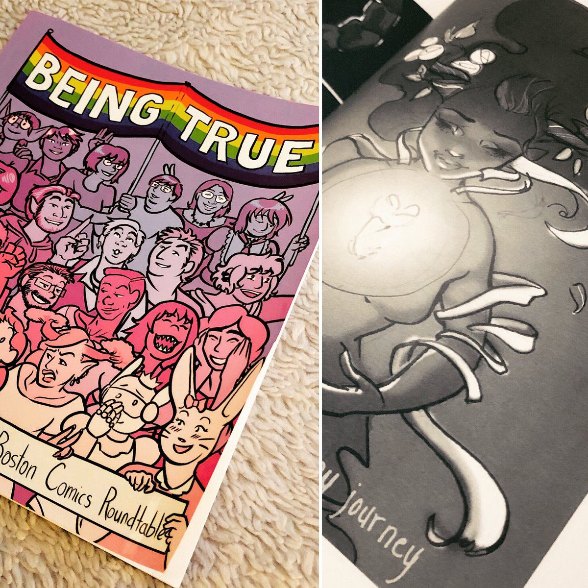 NAEAMiddleLevel's tweet image. Checking out “Horns” comic by #PreConComicCon presenter @doingartiguess in #BeingTrue, a LGBTQ+ anthology for @BostonComics @naea @NAEAPreservice bit.ly/PreConComicCon…
