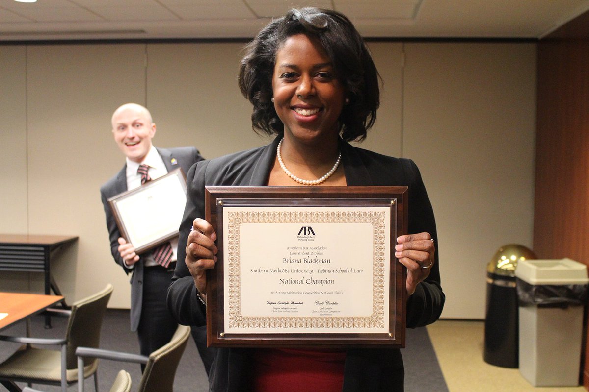 abalsd's tweet photo. SMU Dedman (@SMULawSchool) wins 2019 ABA Law Student Division #ABAArbitration Competition
https://t.co/iv4l4PISZb https://t.co/aonK1ahgL2
