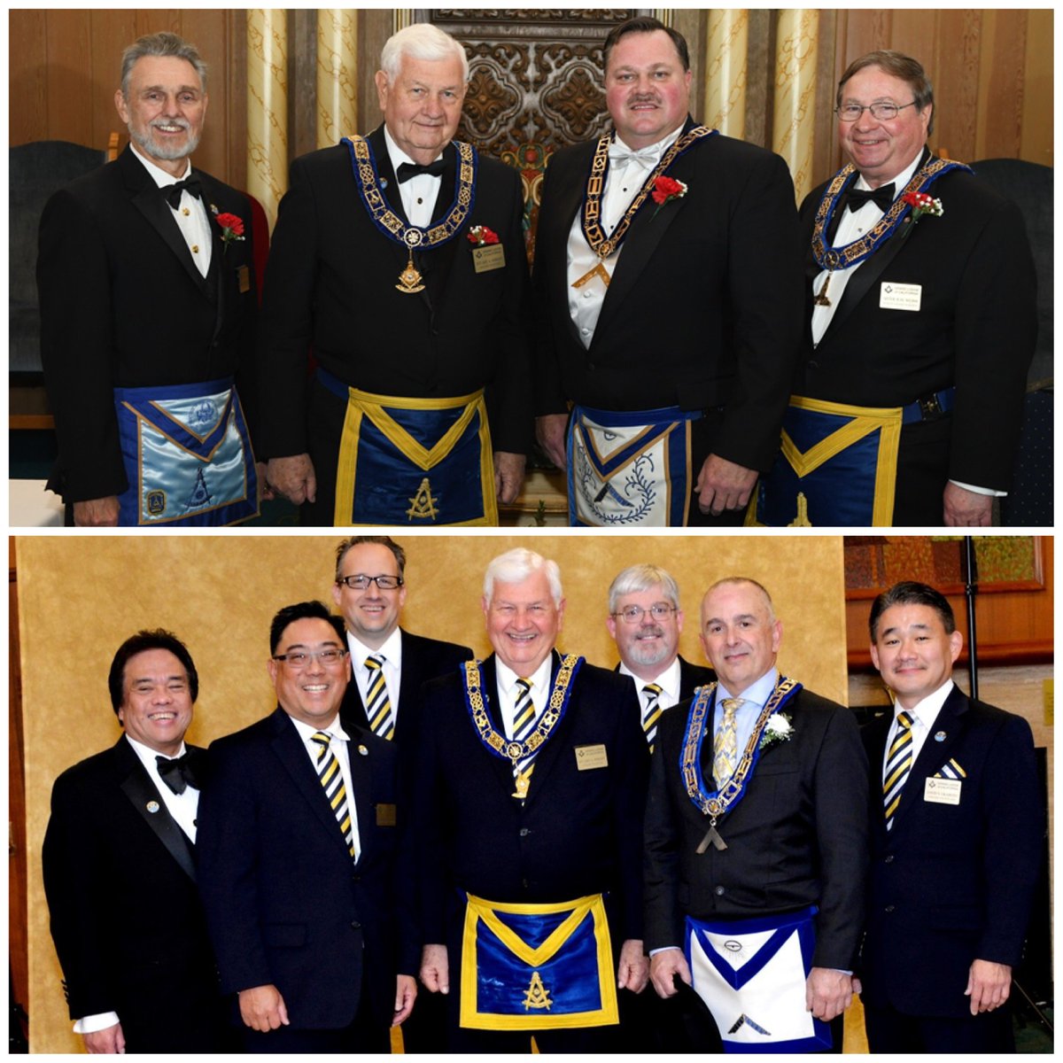 MasonsofCA's tweet photo. #InstallationSeason continues strong thanks to these great submissions by Los Altos Lodge No. 712 (top) and Pacific Starr King No. 136 (bottom). Congratulations Brothers! Please continue to share your Installation pictures with us for a chance to be featured on our profile! https://t.co/iDTj6yW87s