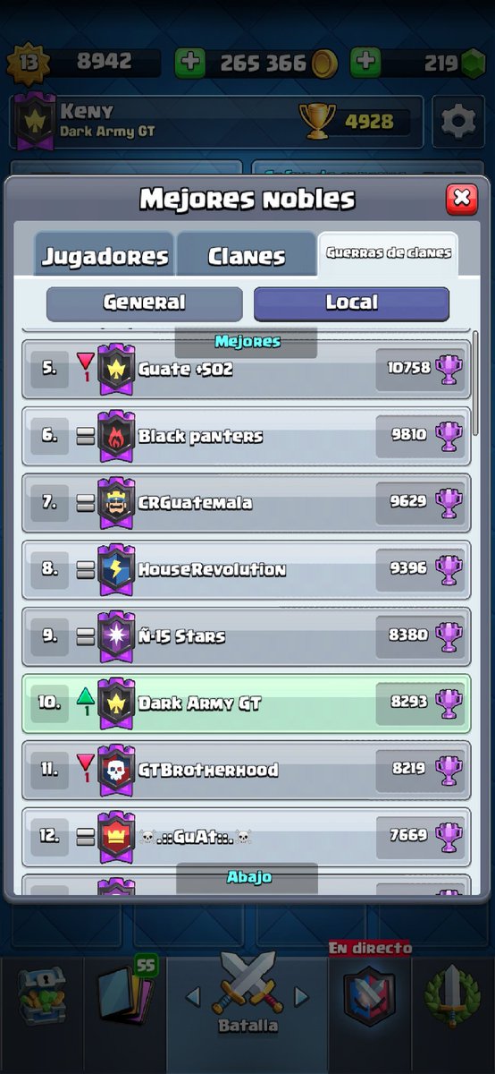 Hay plazas en el mejor clan de Guate.

Envíen su solicitud.

*Top GT en Ladder y Guerras.
*Premios por temporada y sorteos. 
*Equipo competitivo.

Unete a la familia Dark Army GT.